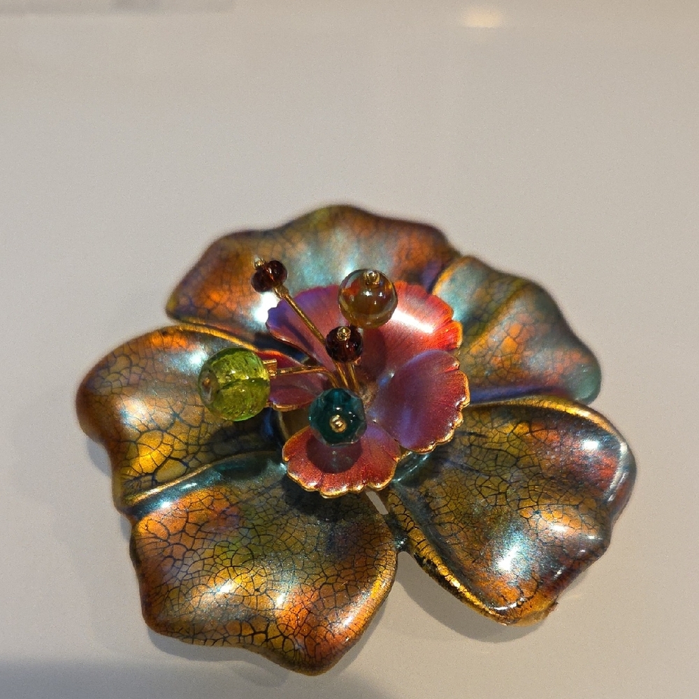 Colorful Metallic Chico's Flower Brooch